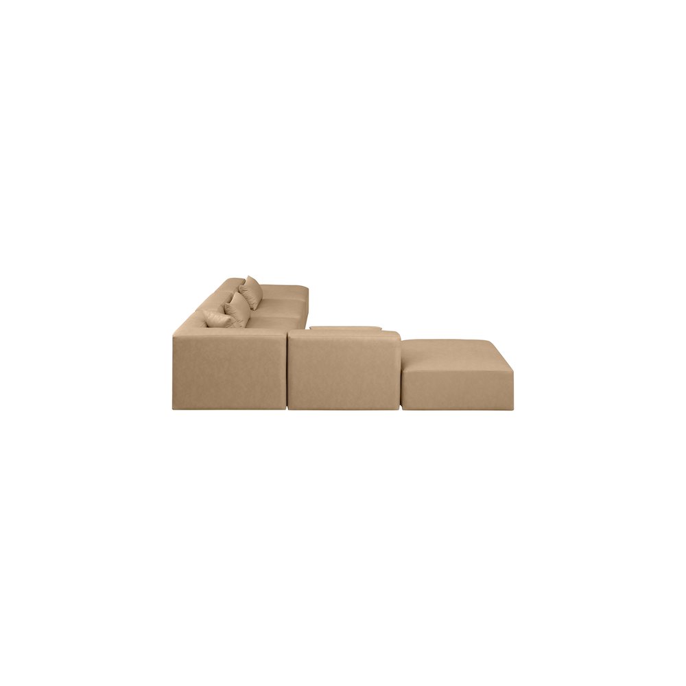 Cube Tan Vegan Leather Modular Sectional. Picture 3