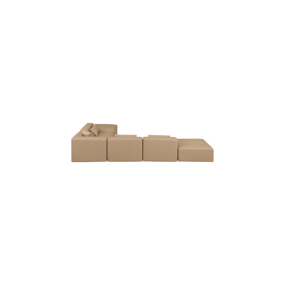 Cube Tan Vegan Leather Modular Sectional. Picture 4