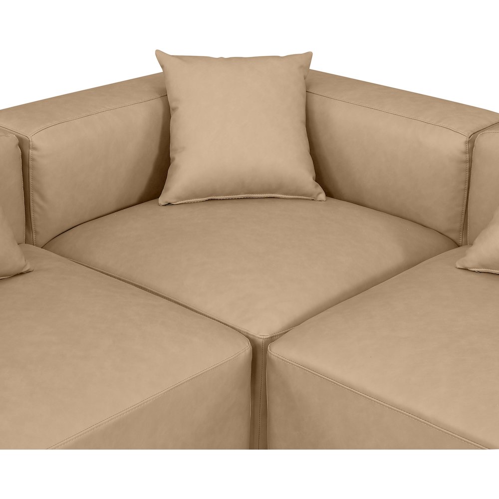 Cube Tan Vegan Leather Modular Sectional. Picture 5