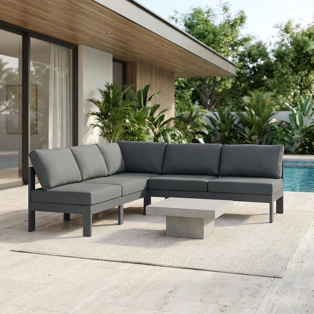 Gray Fabric Outdoor Patio Modular Sectional With Contemporary Style. Picture 3