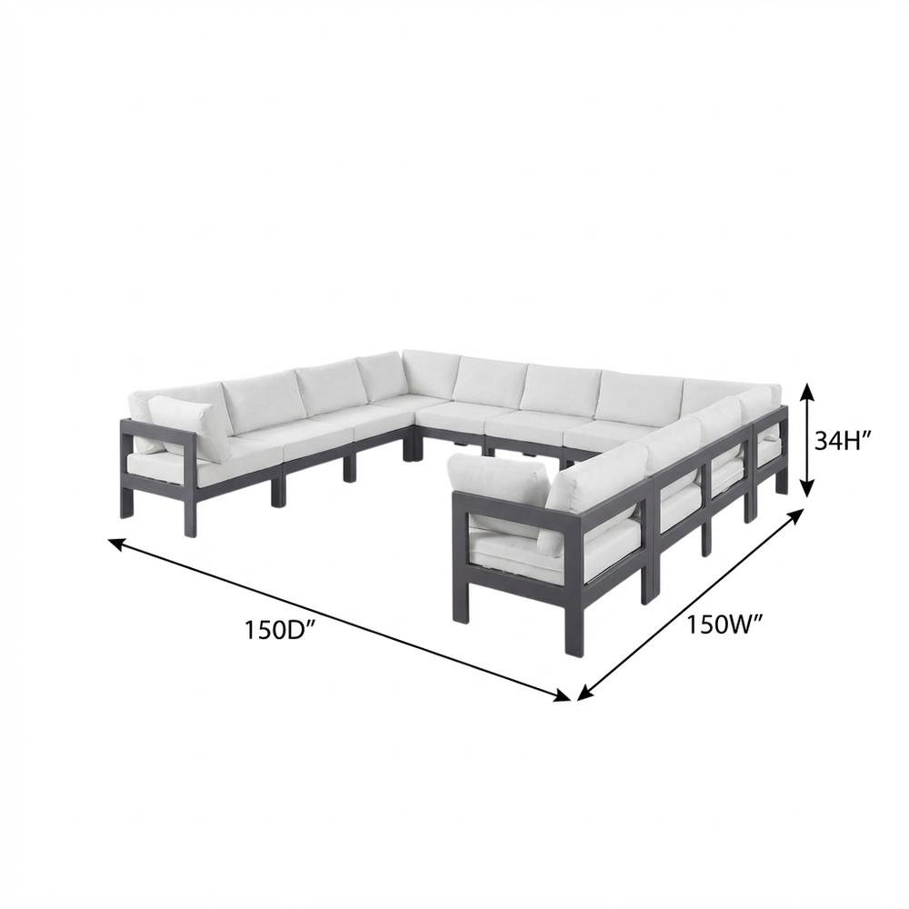 White Fabric Outdoor Patio Modular Sectional With Contemporary Style. Picture 7