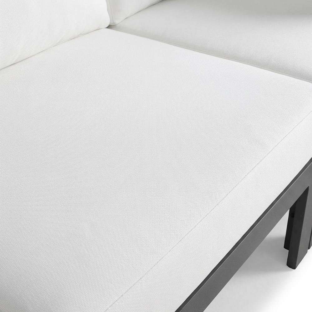 White Fabric Outdoor Patio Modular Sectional With Contemporary Design. Picture 5
