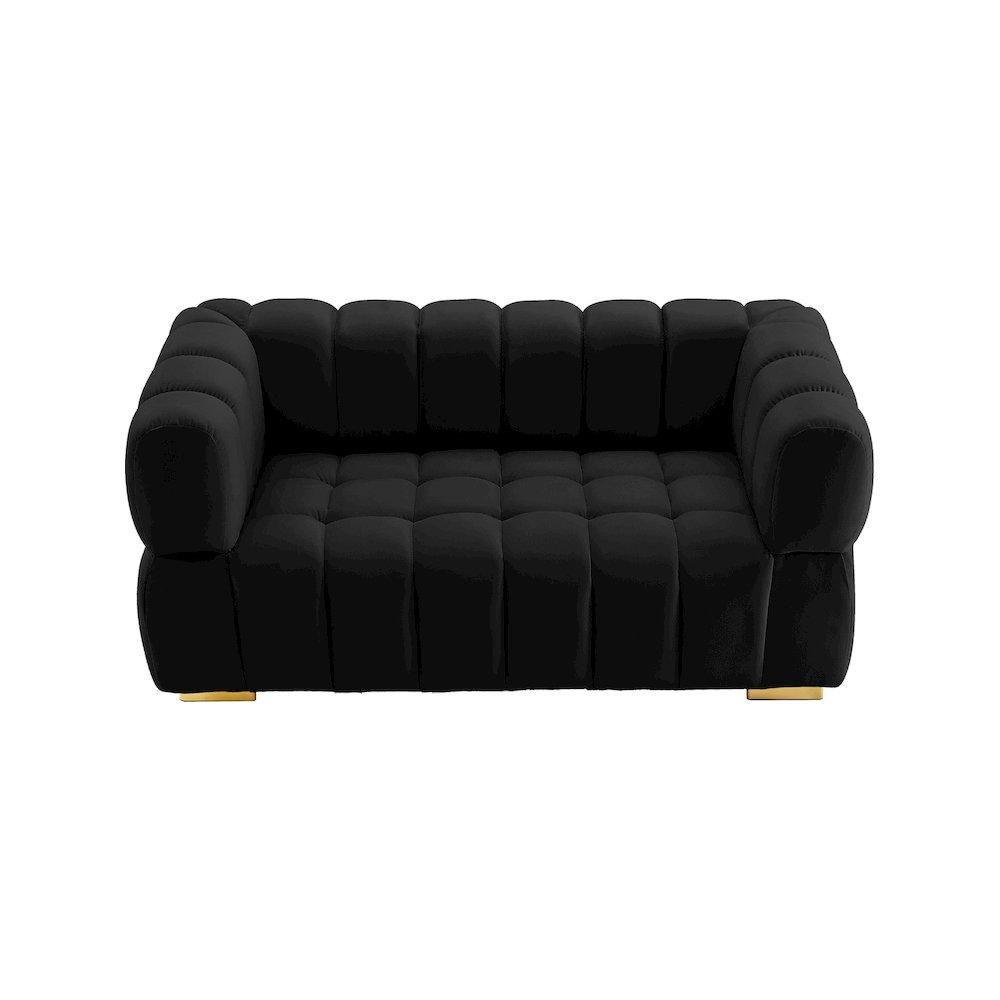 Gwen Black Velvet Loveseat. Picture 6