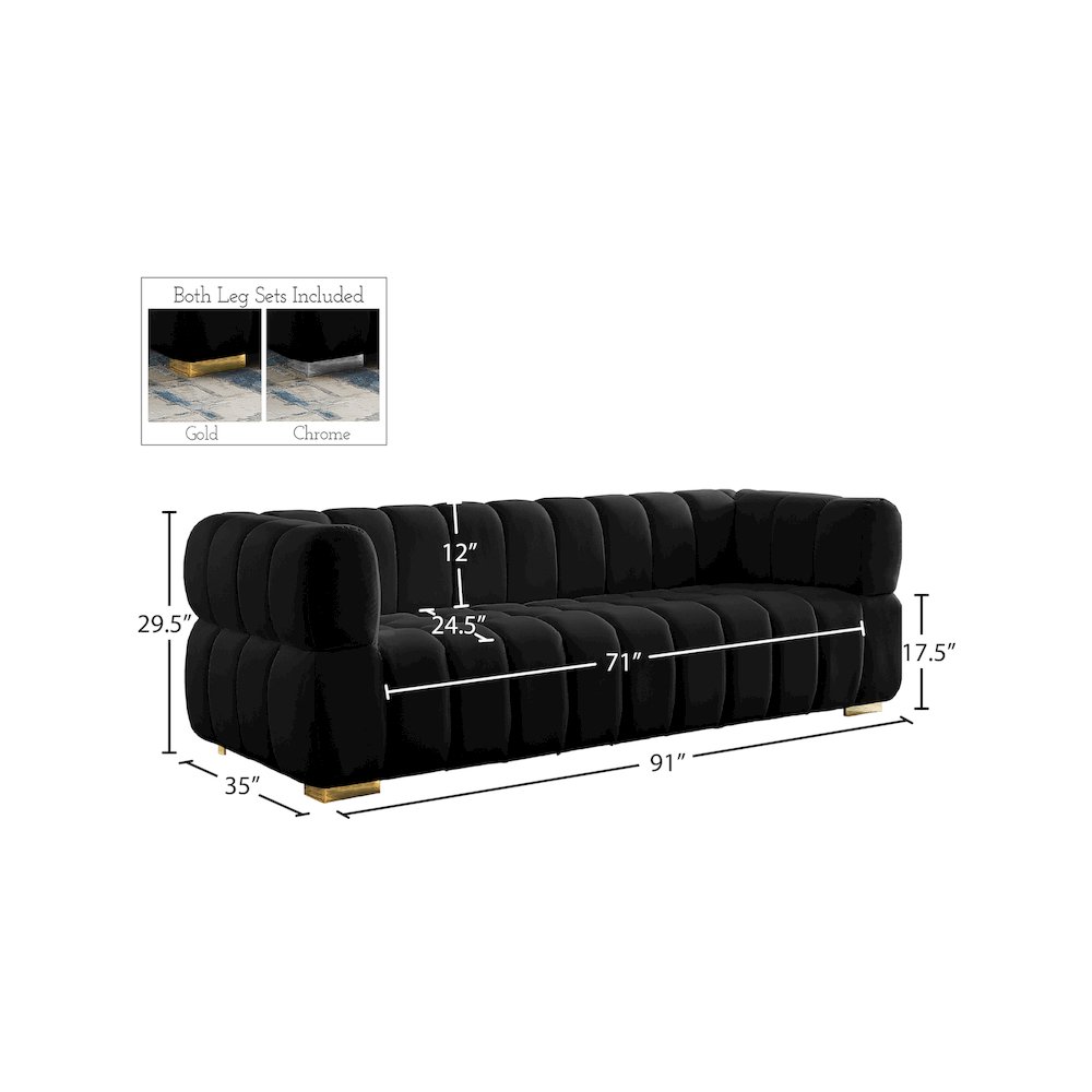 Gwen Black Velvet Sofa. Picture 14