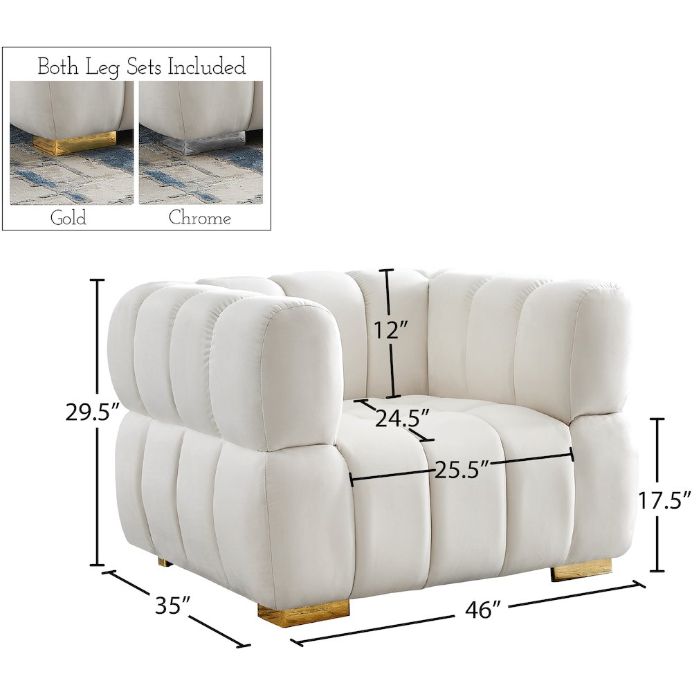 Gwen Cream Velvet Chair. Picture 14