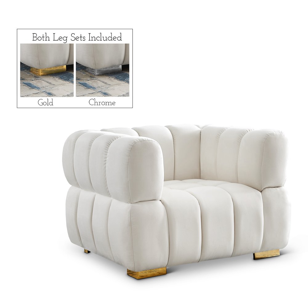 Gwen Cream Velvet Chair. Picture 1