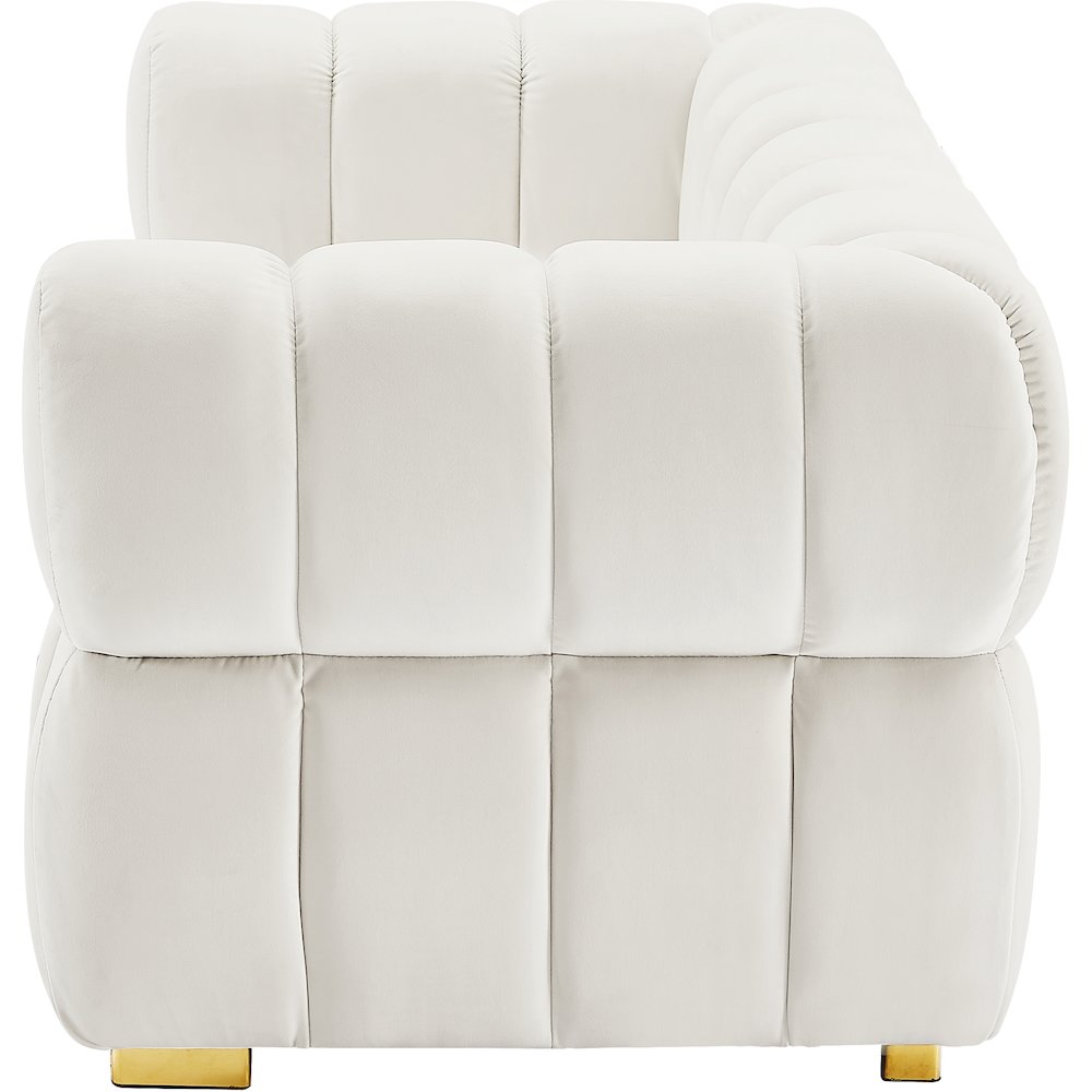 Gwen Cream Velvet Loveseat. Picture 5