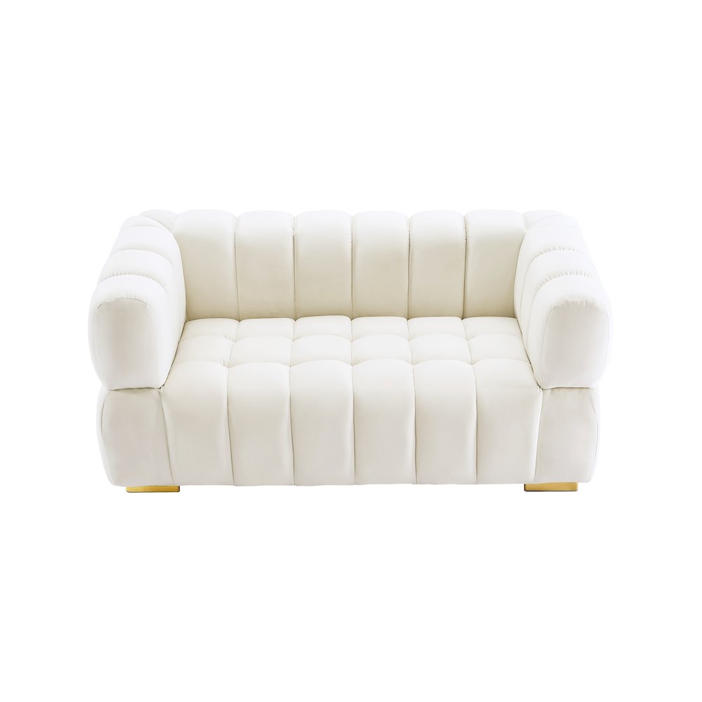 Gwen Cream Velvet Loveseat. Picture 6