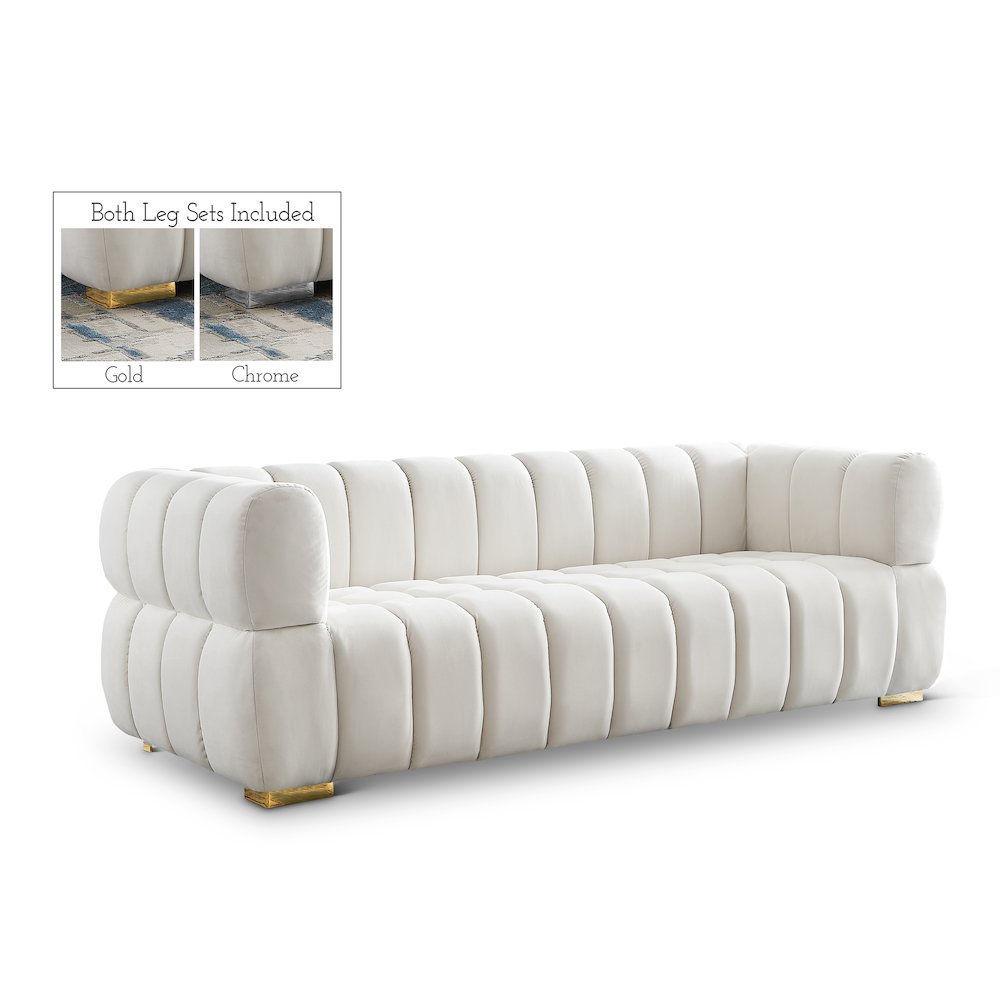 Gwen Cream Velvet Sofa. Picture 1
