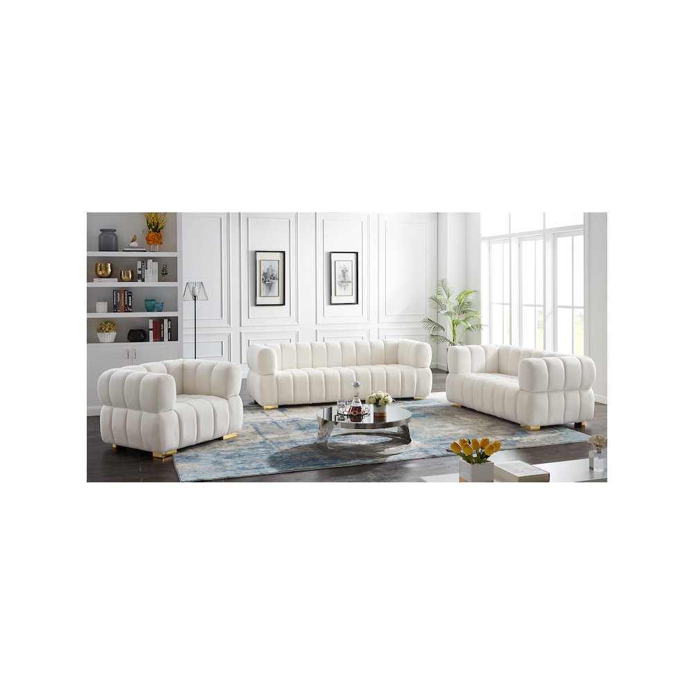 Gwen Cream Velvet Sofa. Picture 12