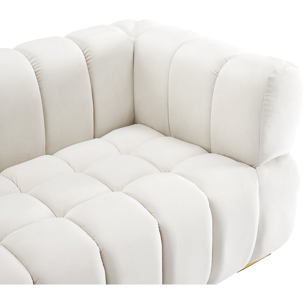 Gwen Cream Velvet Sofa. Picture 8