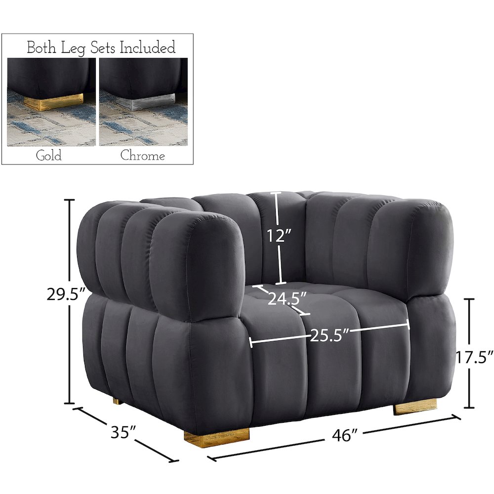 Gwen Grey Velvet Chair. Picture 14
