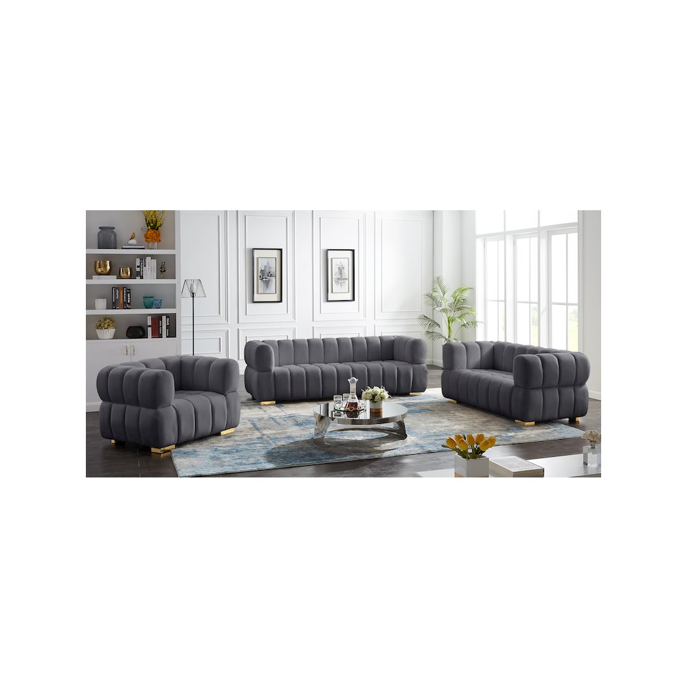 Gwen Grey Velvet Chair. Picture 12