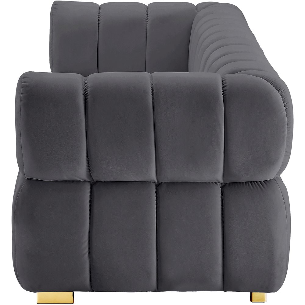 Gwen Grey Velvet Sofa. Picture 5