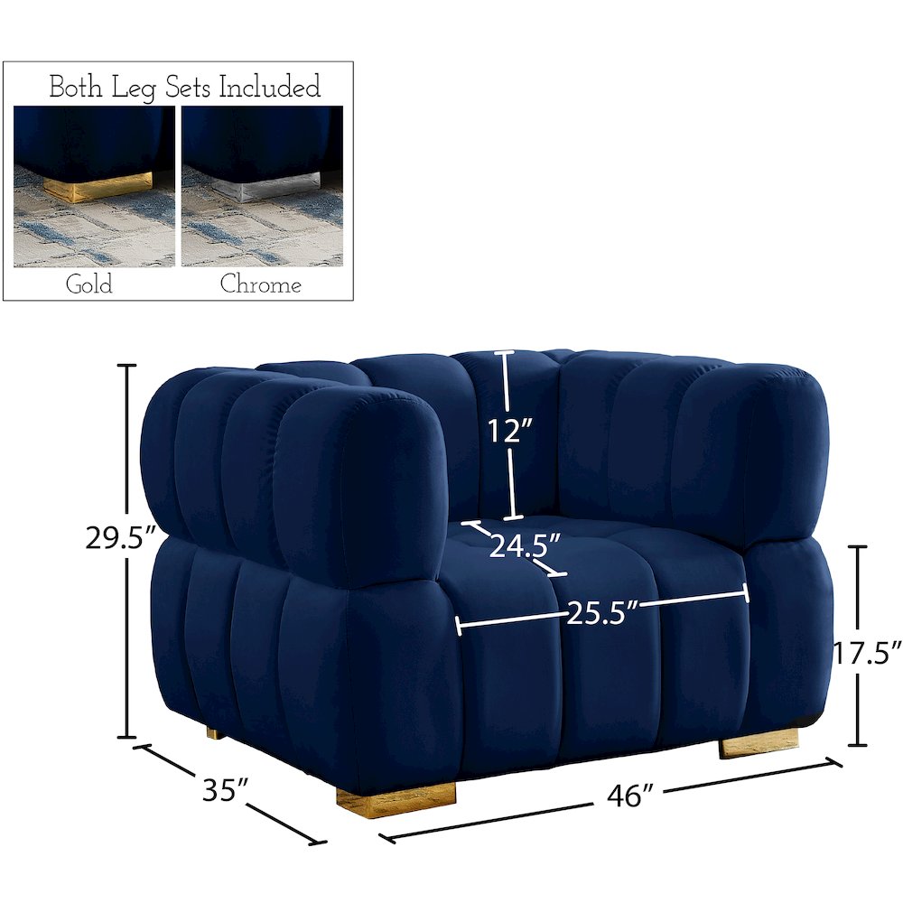 Gwen Navy Velvet Chair. Picture 14