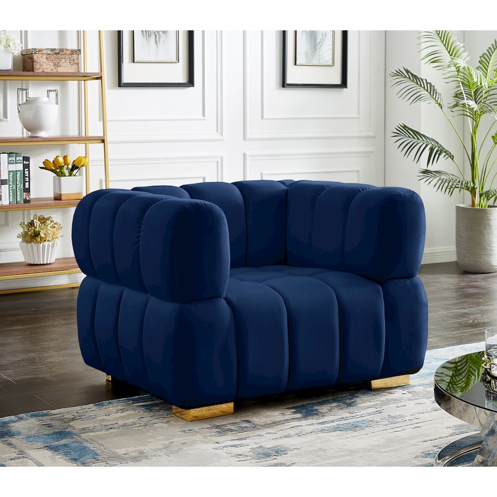 Gwen Navy Velvet Chair. Picture 2