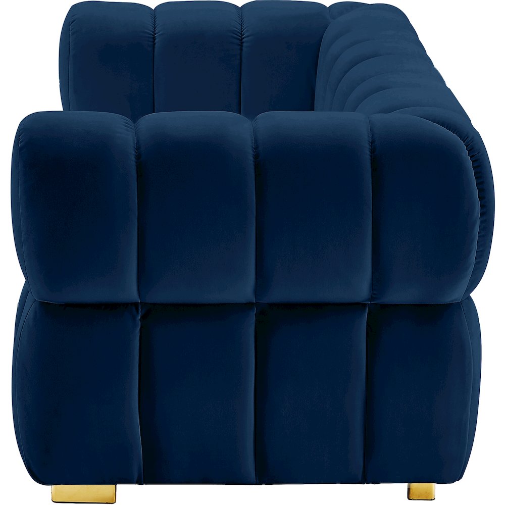 Gwen Navy Velvet Loveseat. Picture 5
