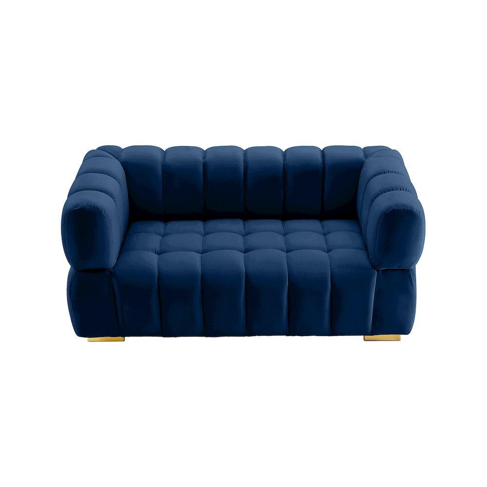 Gwen Navy Velvet Loveseat. Picture 6