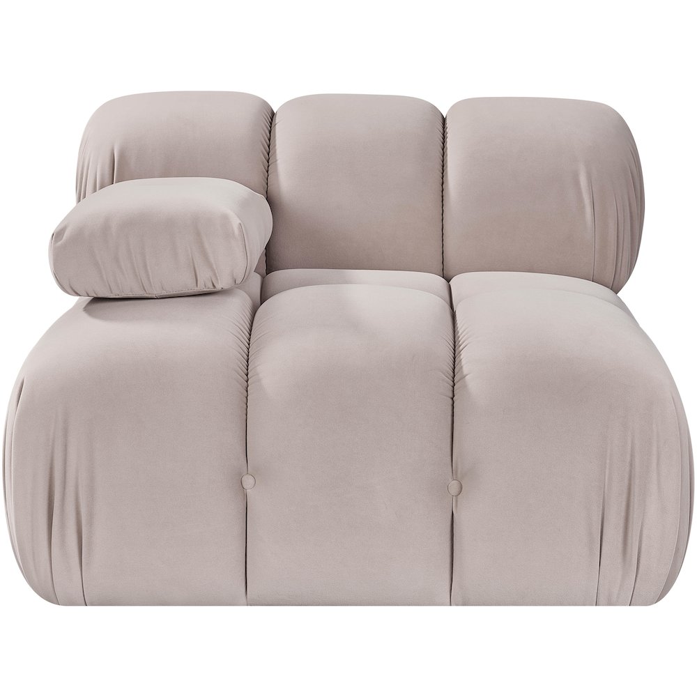 Orin Beige Velvet Performance Fabric Upholstered Modular Chair. Picture 3
