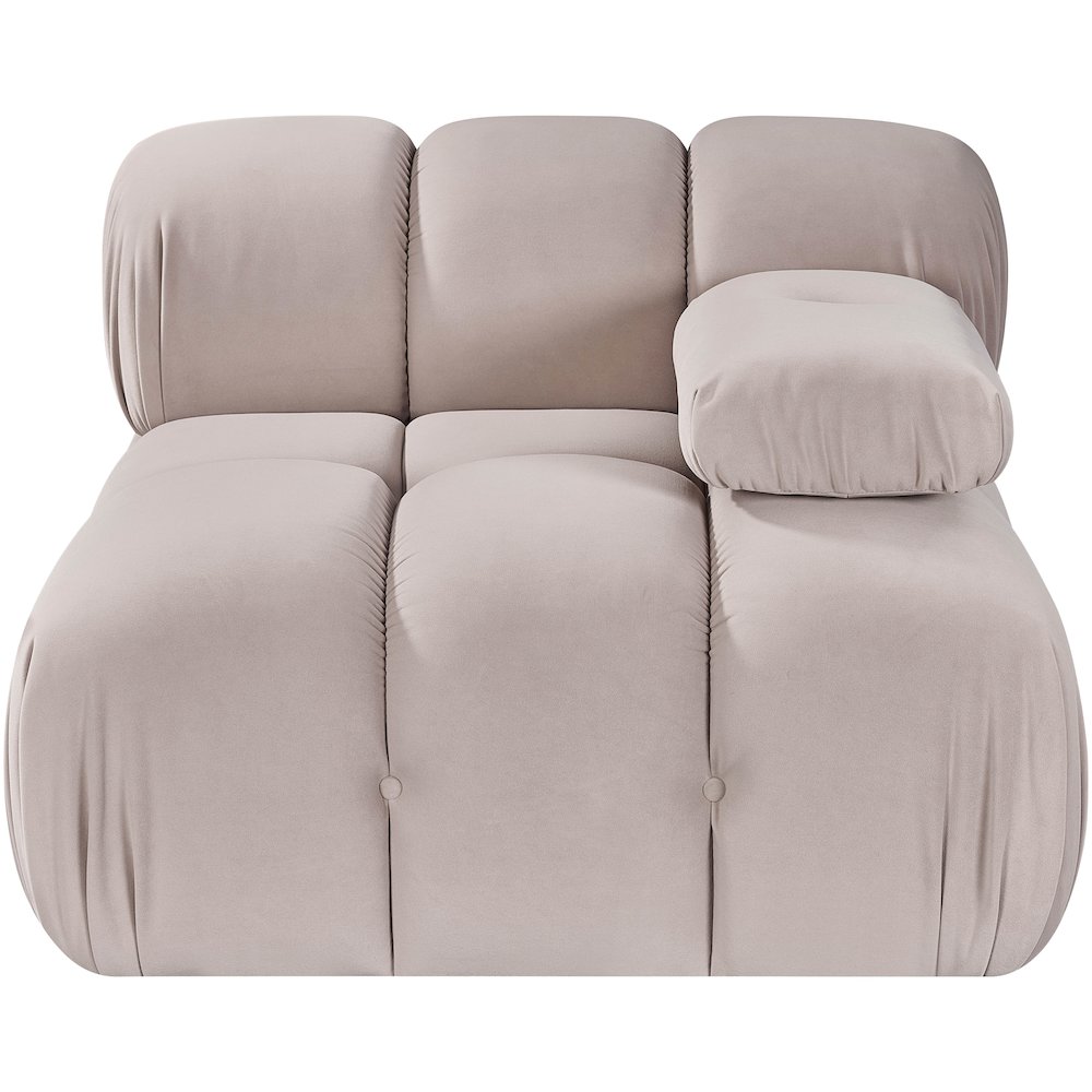 Orin Beige Velvet Performance Fabric Upholstered Modular Chair. Picture 6