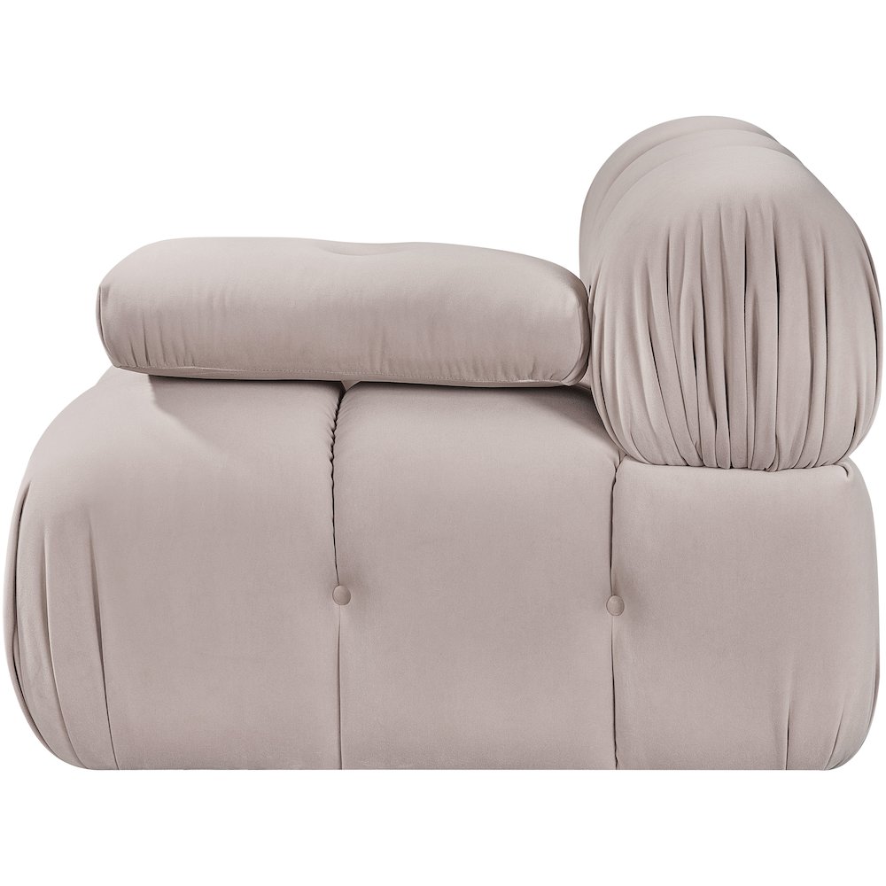 Orin Beige Velvet Performance Fabric Upholstered Modular Chair. Picture 7