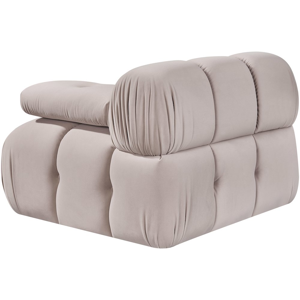 Orin Beige Velvet Performance Fabric Upholstered Modular Chair. Picture 8