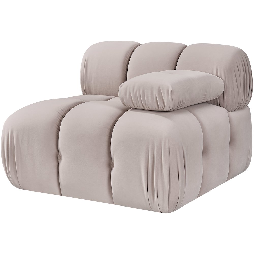 Orin Beige Velvet Performance Fabric Upholstered Modular Chair. Picture 9