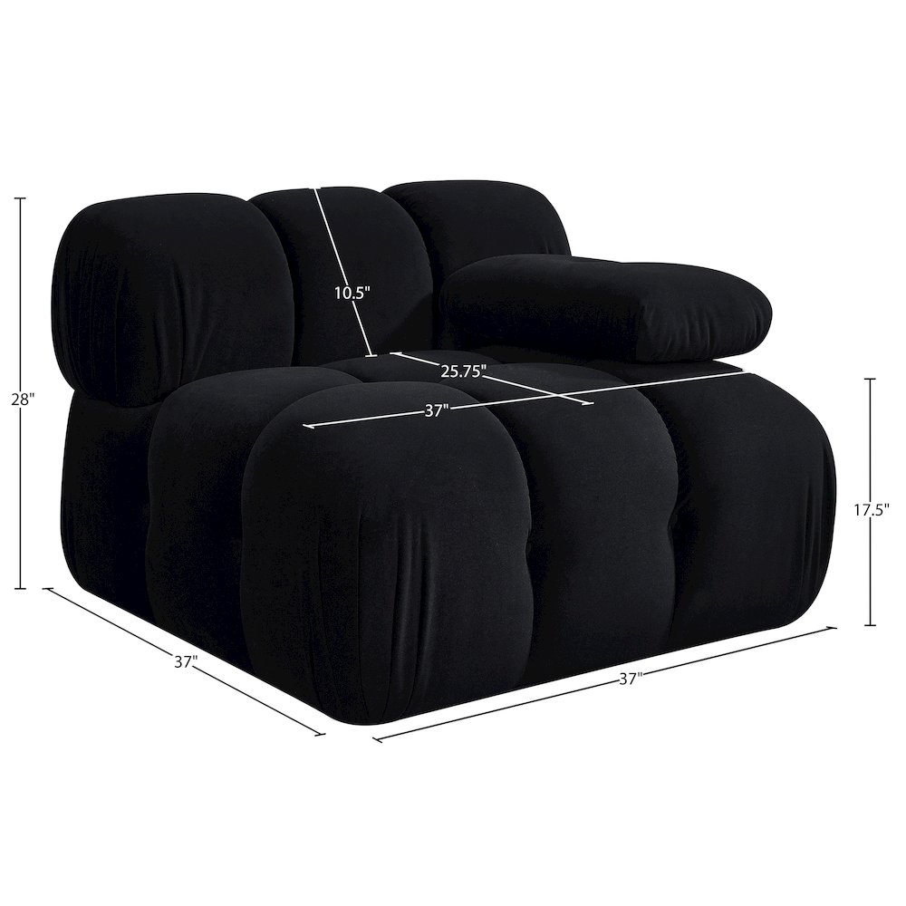 Orin Black Velvet Performance Fabric Upholstered Modular Chair. Picture 14