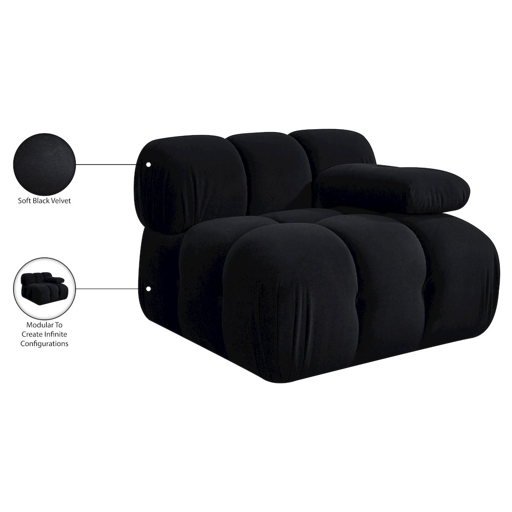 Orin Black Velvet Performance Fabric Upholstered Modular Chair. Picture 15