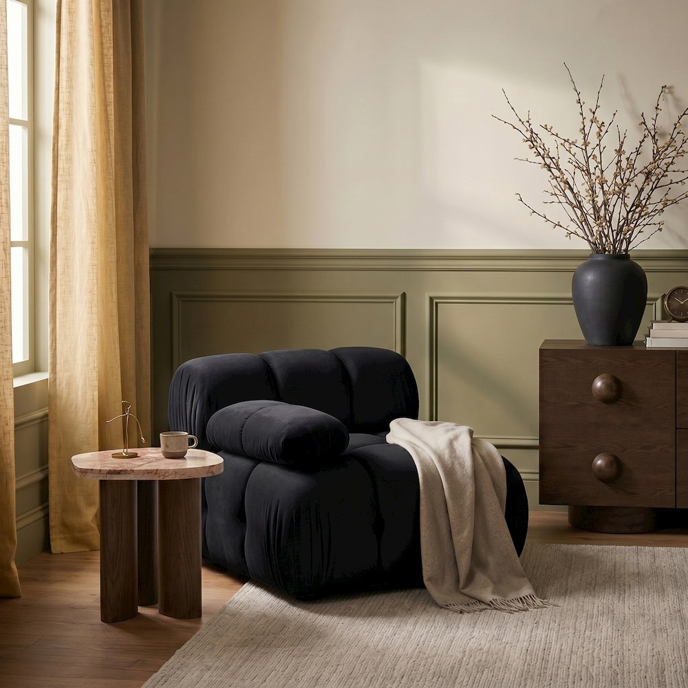 Orin Black Velvet Performance Fabric Upholstered Modular Chair. Picture 2