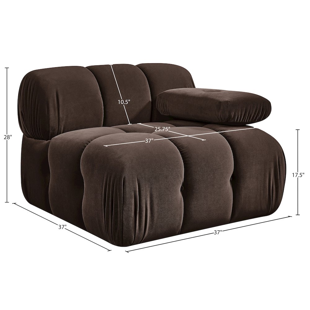 Orin Brown Velvet Performance Fabric Upholstered Modular Chair. Picture 14