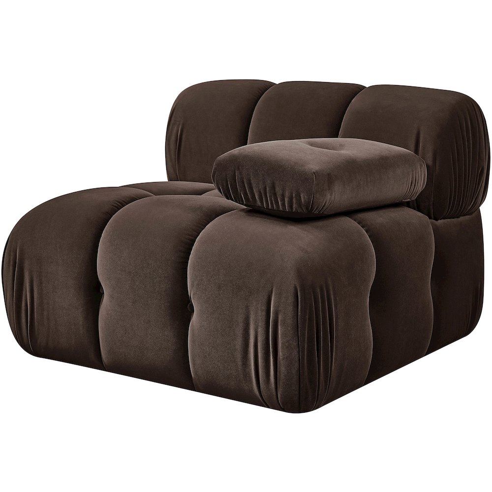Orin Brown Velvet Performance Fabric Upholstered Modular Chair. Picture 9