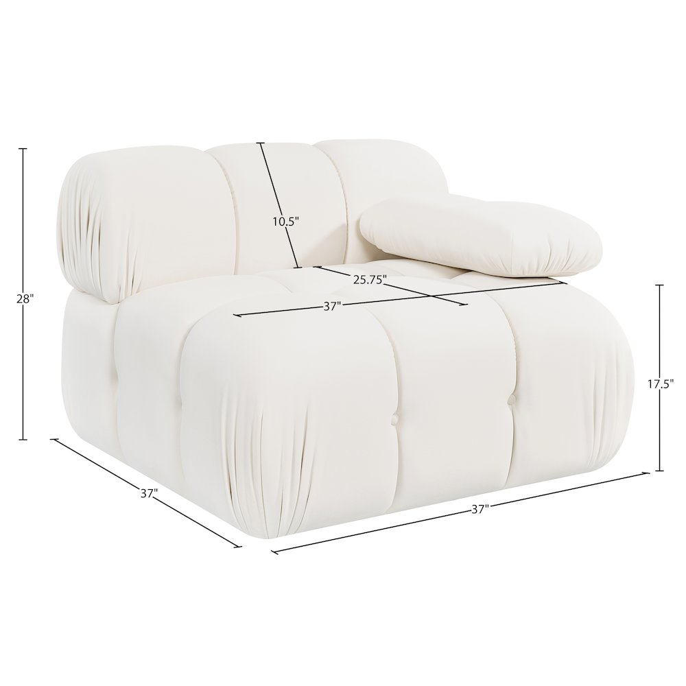 Orin Cream Velvet Performance Fabric Upholstered Modular Chair. Picture 14