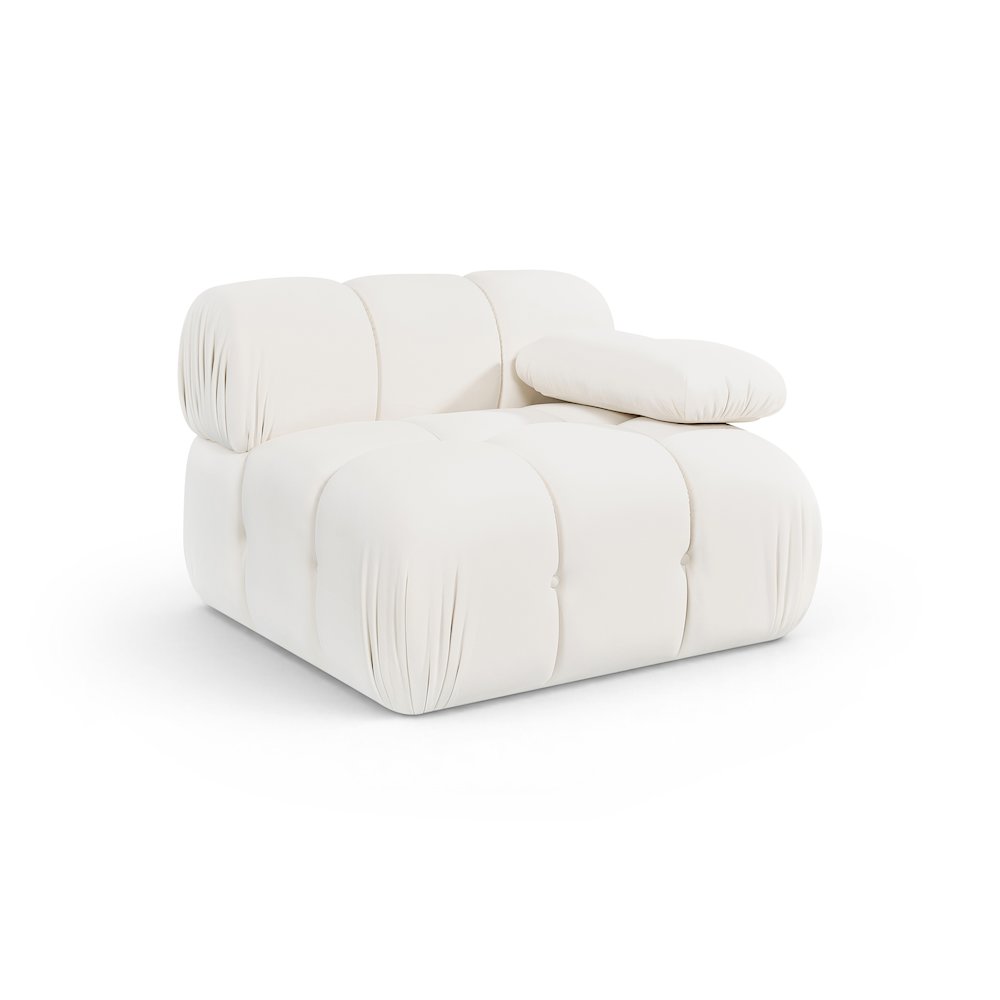 Orin Cream Velvet Performance Fabric Upholstered Modular Chair. Picture 1