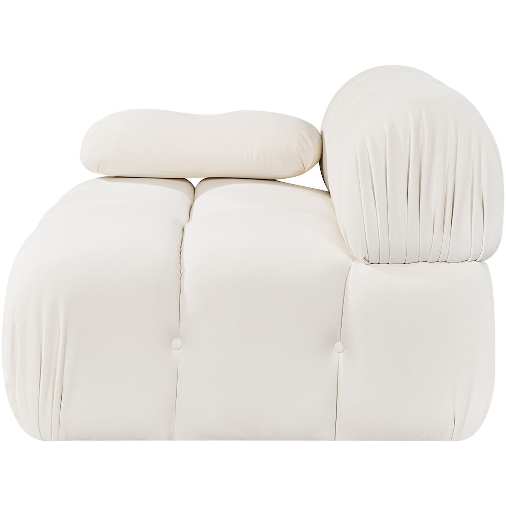 Orin Cream Velvet Performance Fabric Upholstered Modular Chair. Picture 4