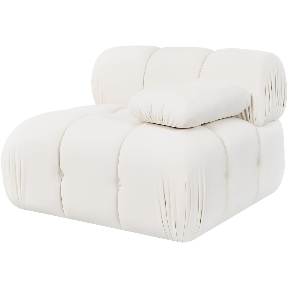 Orin Cream Velvet Performance Fabric Upholstered Modular Chair. Picture 9