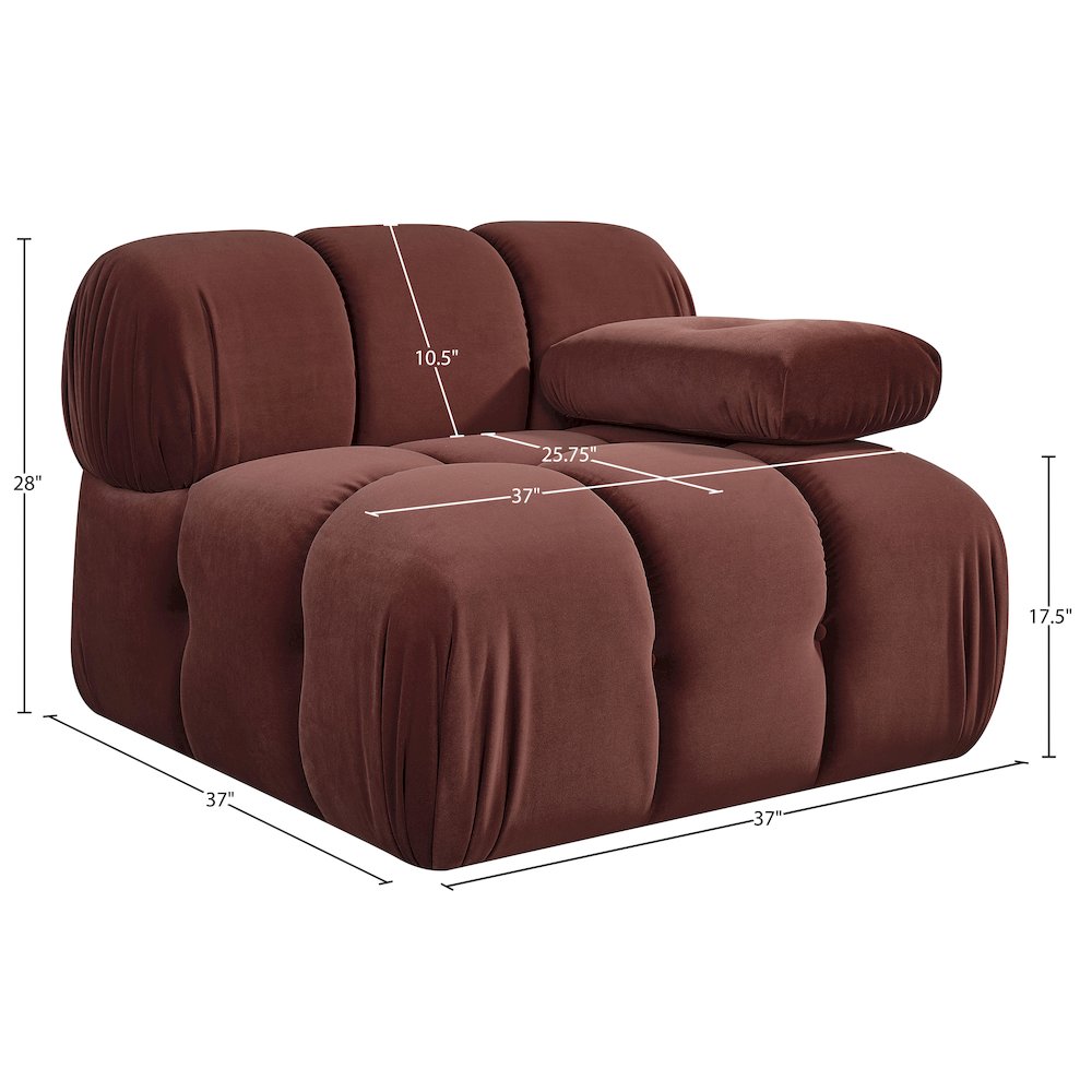 Orin Rose Velvet Performance Fabric Upholstered Modular Chair. Picture 14