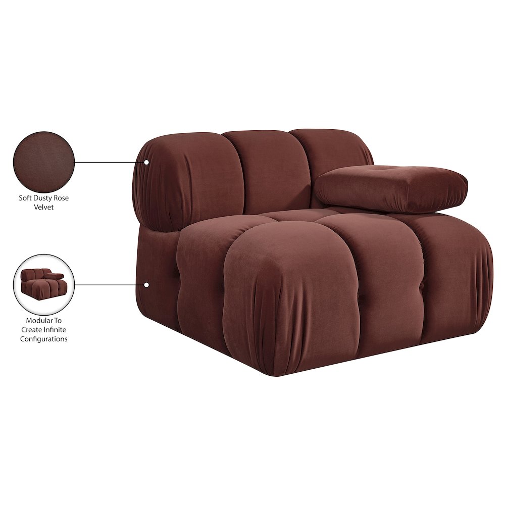 Orin Rose Velvet Performance Fabric Upholstered Modular Chair. Picture 15