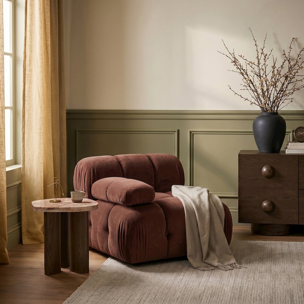 Orin Rose Velvet Performance Fabric Upholstered Modular Chair. Picture 2