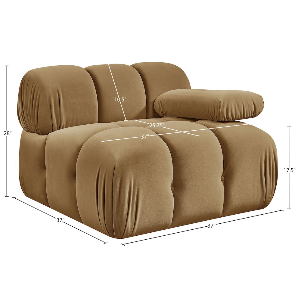 Orin Saddle Velvet Performance Fabric Upholstered Modular Chair. Picture 14