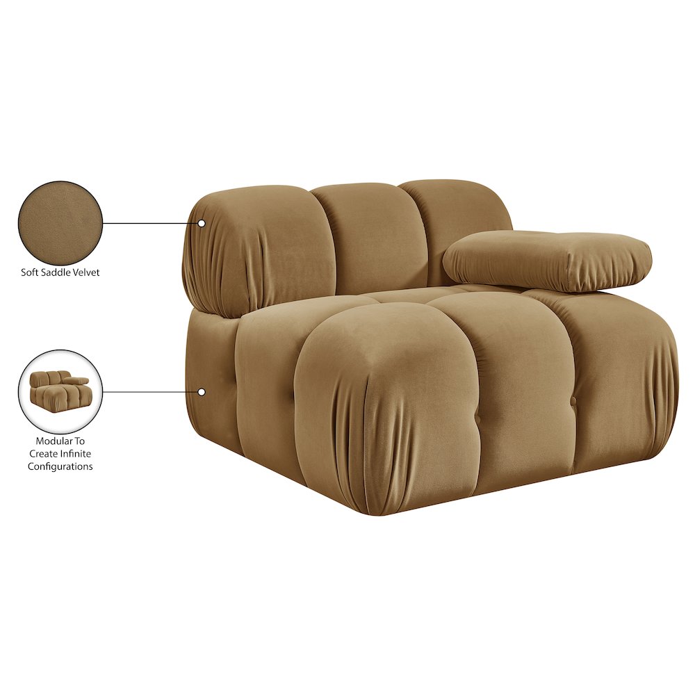 Orin Saddle Velvet Performance Fabric Upholstered Modular Chair. Picture 15
