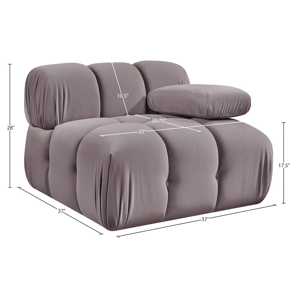 Orin Taupe Velvet Performance Fabric Upholstered Modular Chair. Picture 14