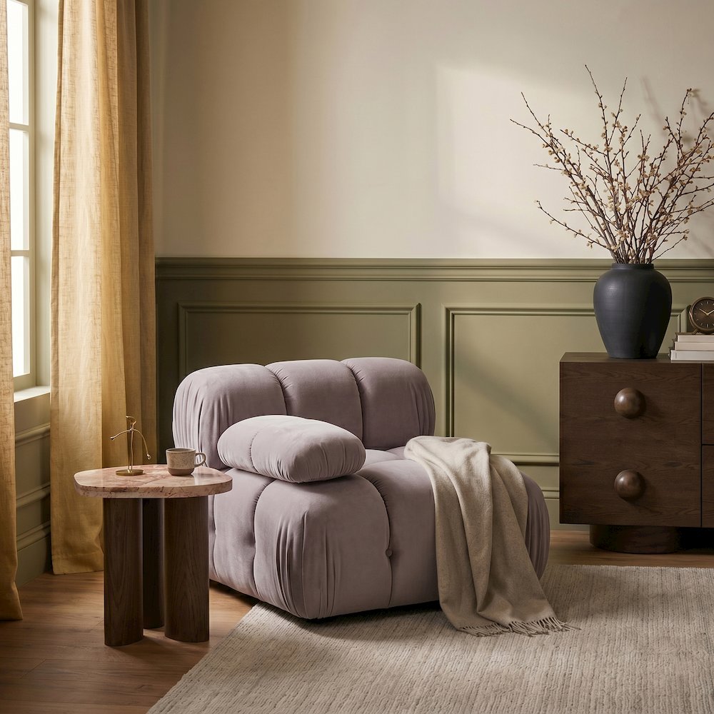 Orin Taupe Velvet Performance Fabric Upholstered Modular Chair. Picture 2