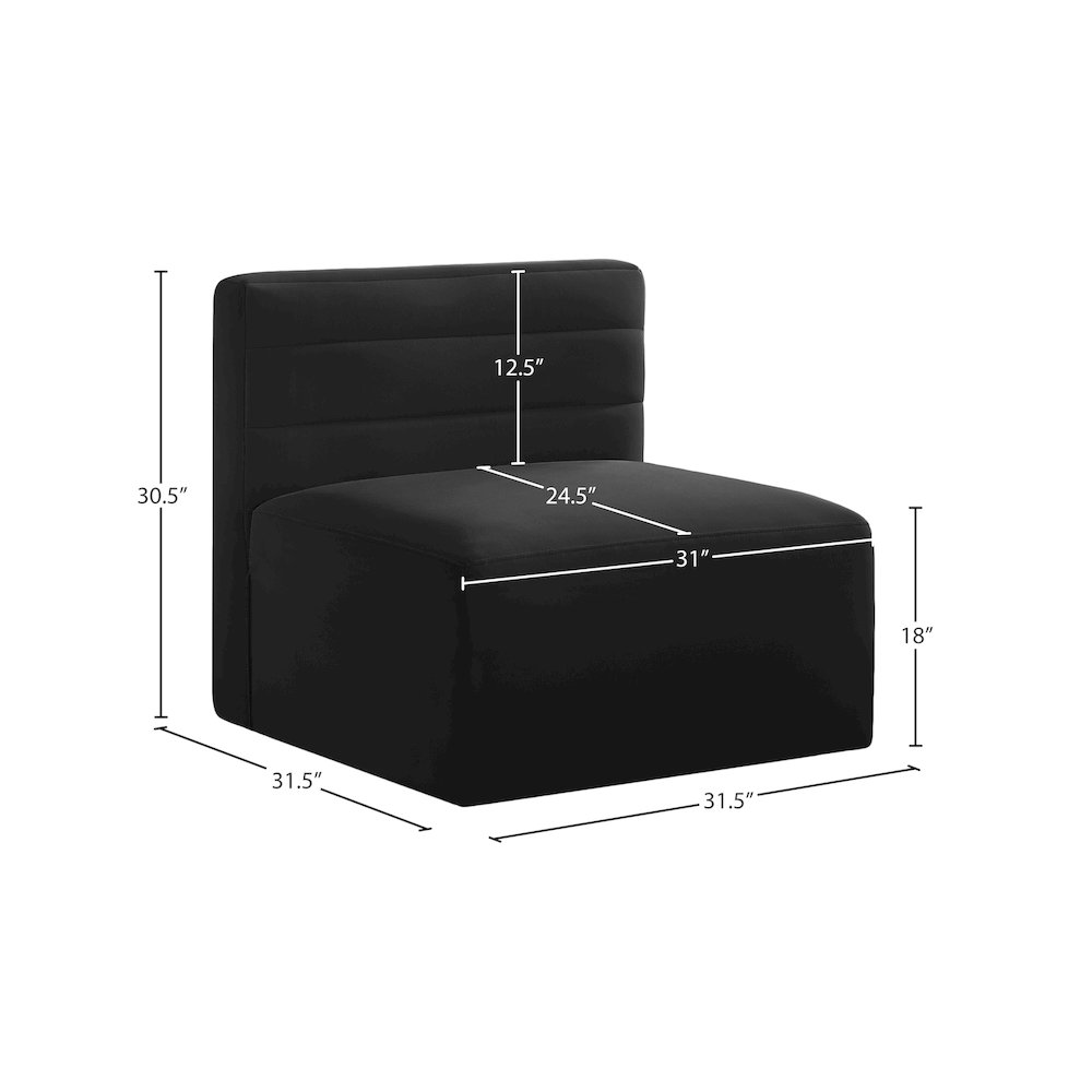 Quincy Black Velvet Modular Armless Chair. Picture 13