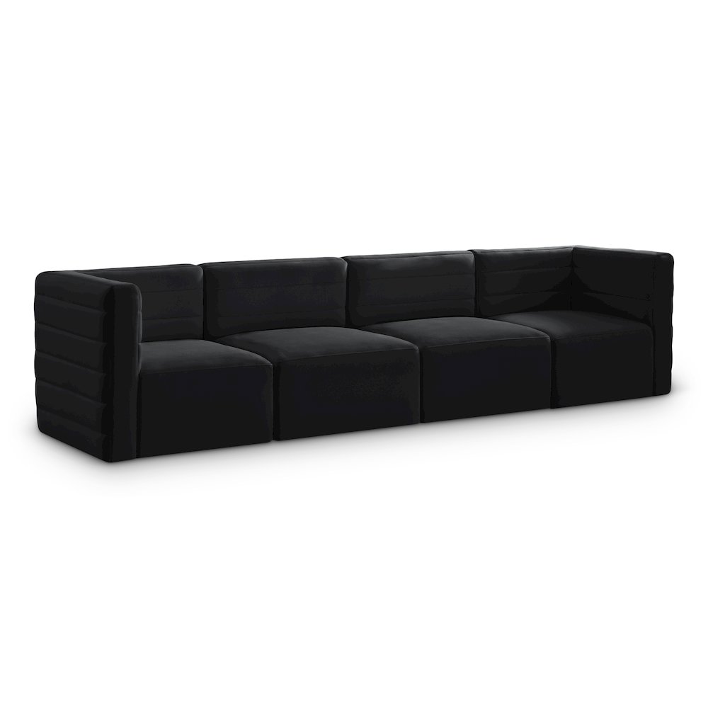 Quincy Black Velvet Modular Sofa. Picture 1