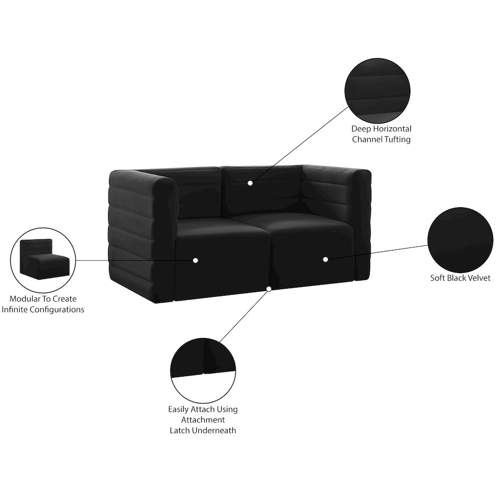 Quincy Black Velvet Modular Sofa. Picture 14