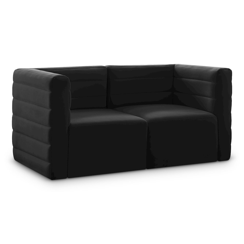 Quincy Black Velvet Modular Sofa. Picture 1