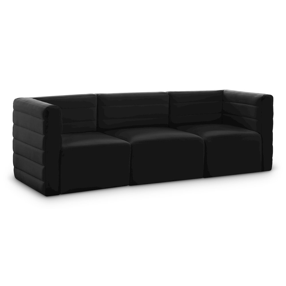 Quincy Black Velvet Modular Sofa. Picture 1