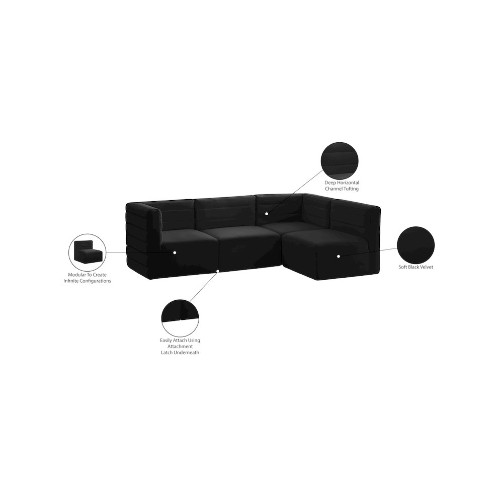 Quincy Black Velvet Modular Sectional. Picture 14