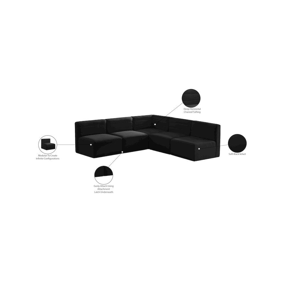 Quincy Black Velvet Modular Sectional. Picture 13